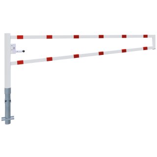 Drehbare Handschranke, Breite 3000 mm, Rot/Weiß, für Profilzylinderschloss