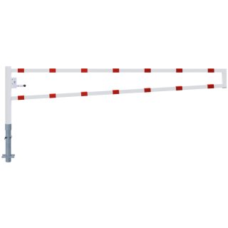 Drehbare Handschranke, Breite 3500 mm, Rot/Weiß, für Profilzylinderschloss