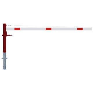 Drehbare Handschranke mit Seilzugverstärkung, Breite 3000 mm, Rot/Weiß, für Dreikantverschluss