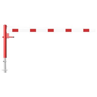 Drehbare Handschranke mit Seilzugverstärkung, Breite 3500 mm, Rot/Weiß, für Dreikantverschluss