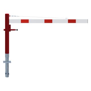 Drehbare Handschranke mit Seilzugverstärkung, Breite 2000 mm, Rot/Weiß, für Profilzylinderschloss