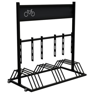Mobiler Fahrradständer mit Werbeschild