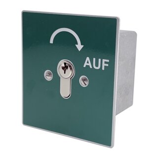 Schlüsselschalter unter Putz mit PHZ,  1 seitig,  "Rastend", "AUF" in Grün
