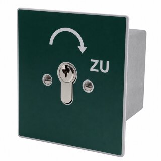 Schlüsselschalter unter Putz mit PHZ,  1 seitig,  "Rastend", "ZU" in Grün