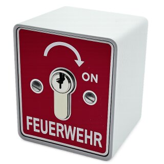 Schlüsselschalter Auf Putz mit PHZ,1-seitig,"Tastend" - Feuerwehr "ON" in Rot