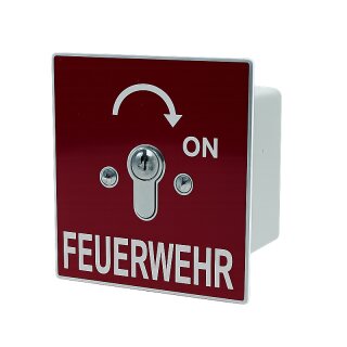 Schlüsselschalter Unter Putz mit PHZ, 1-seitig, "Tastend" Feuerwehr "ON" in Rot
