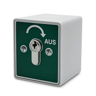 Schlüsselschalter auf Putz mit PHZ,  1 seitig,  "Tastend", "AUS" in Grün