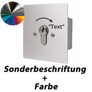 Schlüsselschalter unter Putz mit PHZ,  1 seitig,  "Tastend", mit sonderbeschriftung nach Kundenwunsch