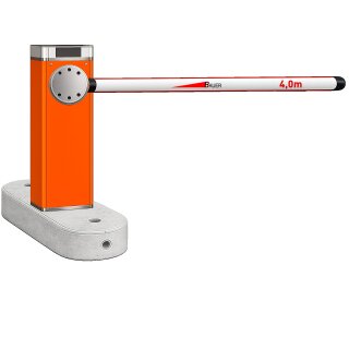 Verkehrsinsel 120x60x25cm mit Schranke und Schrankenbaum 4,0m - RAL2004 (Reinorange)
