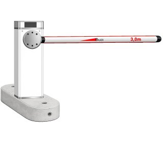Verkehrsinsel 120x60x25cm mit Schranke und Schrankenbaum 3,0m - RAL9010 (Weiß)