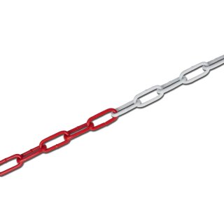 Absperrkette aus Stahl (10 Meter), 5mm, rot/weiß