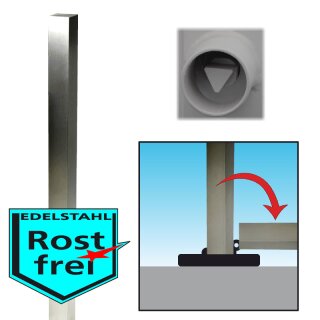 Edelstahlpfosten "geschliffen", 70x70mm, Überflur 900mm