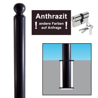 Stilpoller Stahl Anthrazitgrau RAL 7016, Rund Ø76mm, Überflur 950mm