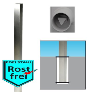 Edelstahlpfosten "geschliffen", 70x70mm, Überflur 900mm