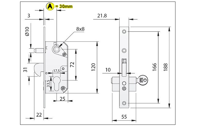 Hakenschloss Mit Zylinder 27 27 Schloss 120x54x15mm Hakenschloss Mit Zylinder 27 27 Schloss 120x54x15mm